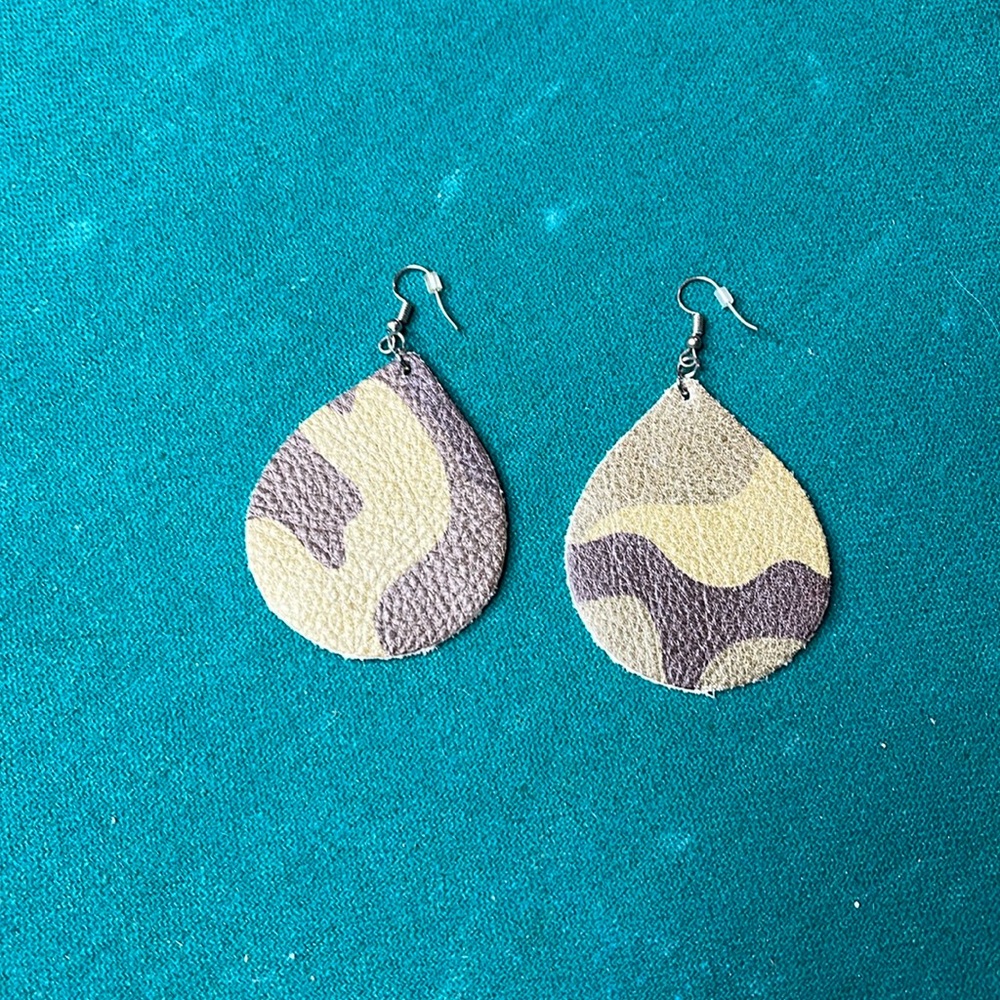 Camouflage leather earrings